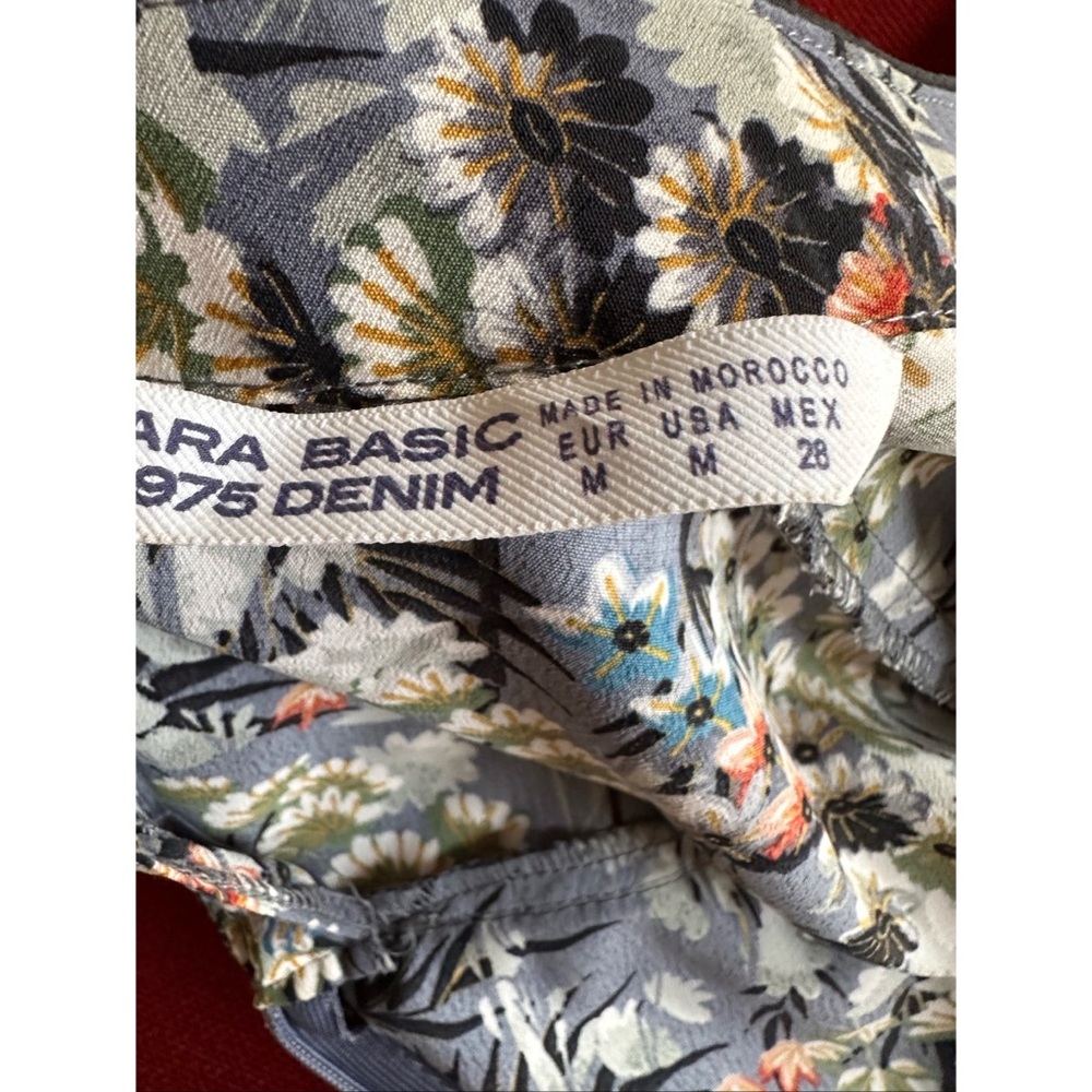 Zara Floral Gathered Waist Long Sleeves Mini Dress, NWOT, M - Picture 10 of 15